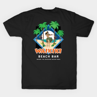 Waikiki Beach Bar with Hula Girl T-Shirt